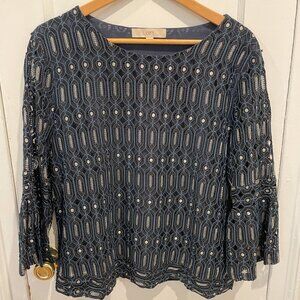 Gorgeous Blue/Black/Silver Loft Top, L